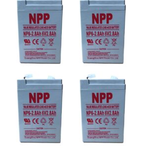 NPP 6V 2.8Ah 6V 2.8Ah SLA Sealed Lead Acid Recharegable Battery for Electronic Scales, Toys,Security Alarm System and Fire Lighting with Terminal F1 (4 pcs)