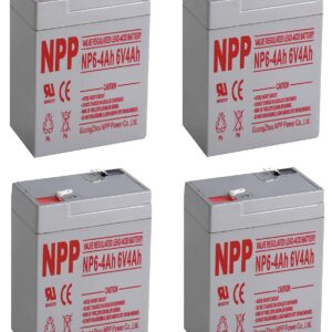 NPP 6V 4Ah Sealed Lead Acid 6V 4Ah Battery F1 Style Terminals/(4pcs)