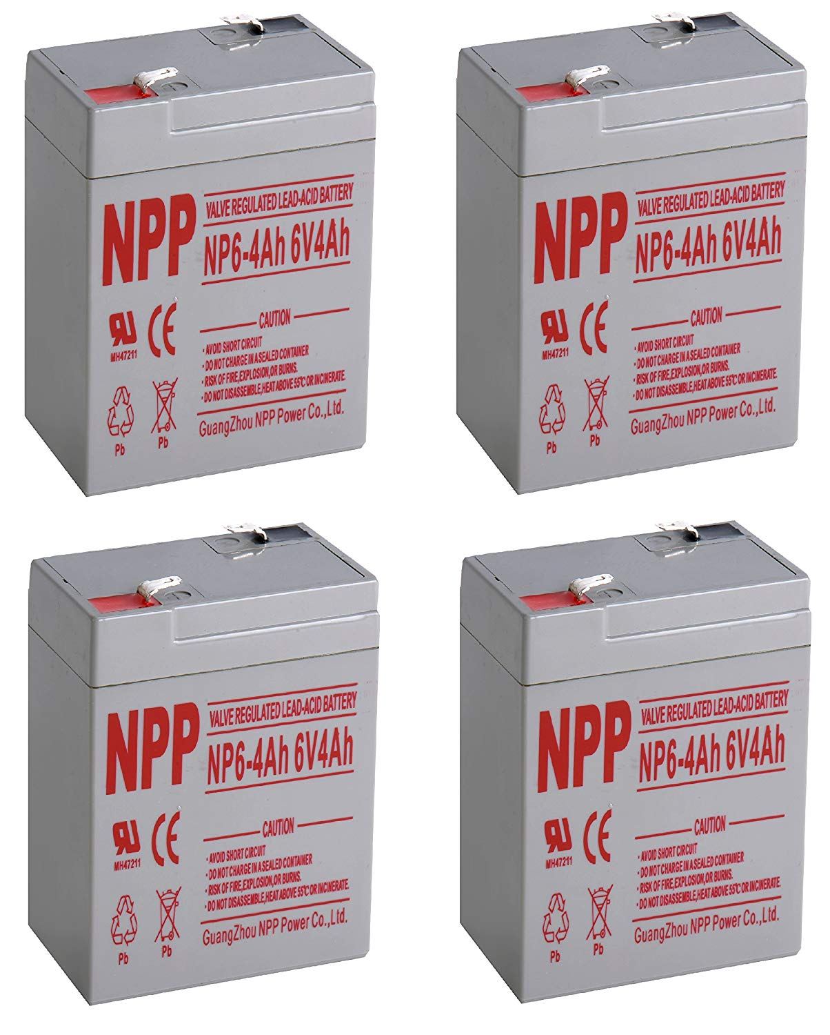 NPP 6V 4Ah Sealed Lead Acid 6V 4Ah Battery F1 Style Terminals/(4pcs)