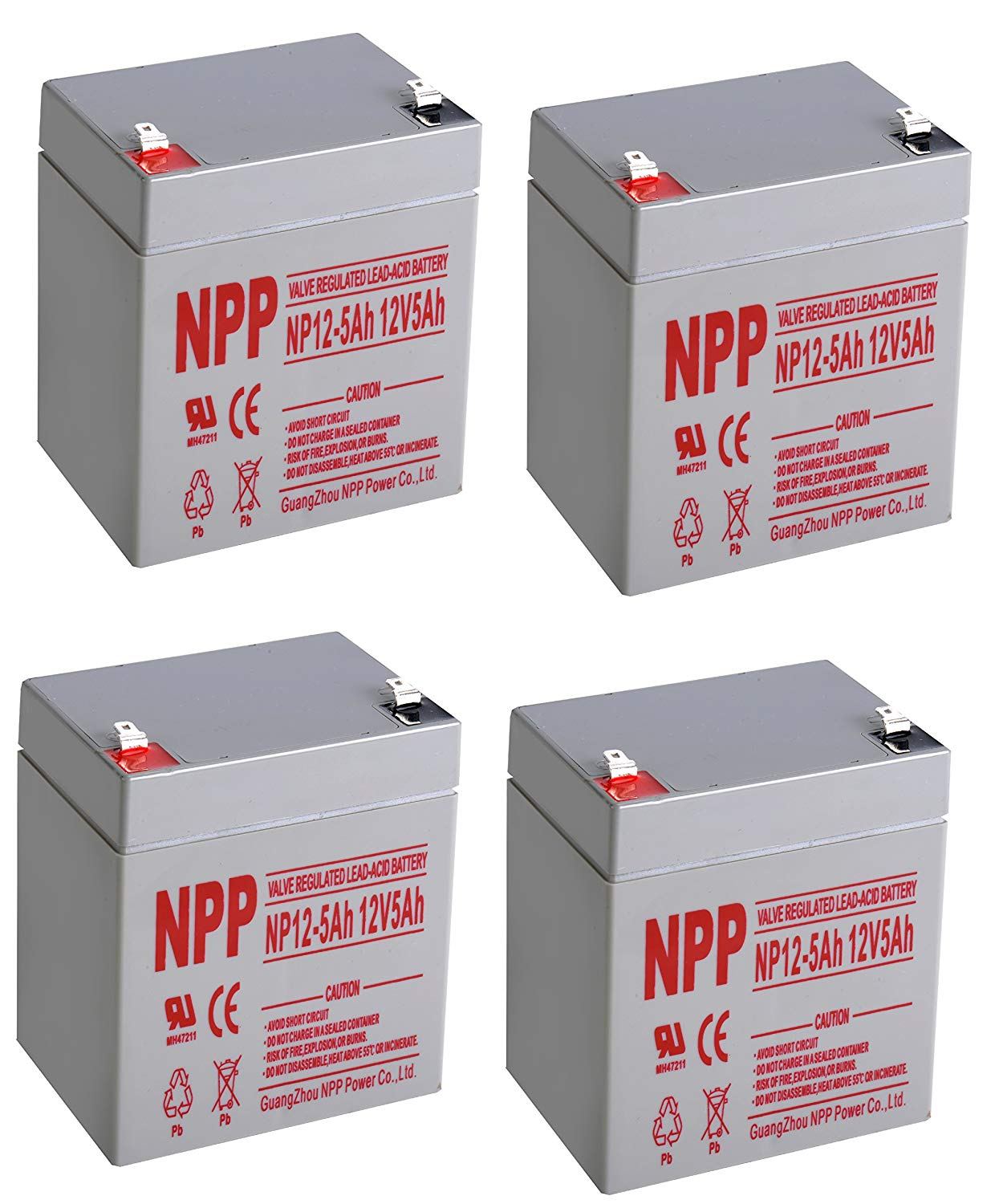 NPPower NP12-5Ah 12V 5Ah Sealed Lead Acid Battery F1 Style Terminals/(4pcs)