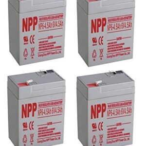 NPPower 6V 4.5Ah 6 Volt 4.5Ah UPS Rechargeable Sealed Lead Acid Battery F1 Terminals (4 Pcs)
