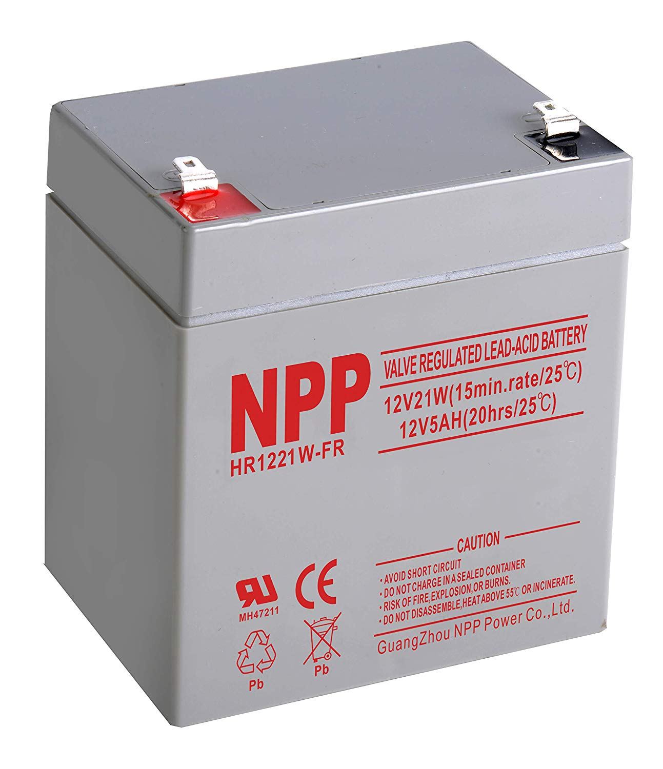 NPP HR1221W FR 12V 21W(15min.rate/77°F) 12V 5Ah 12Volt 5 amp Flame Retardant Long Life VRLA Sealed Lead Acid Rechargeable High Rate Battery