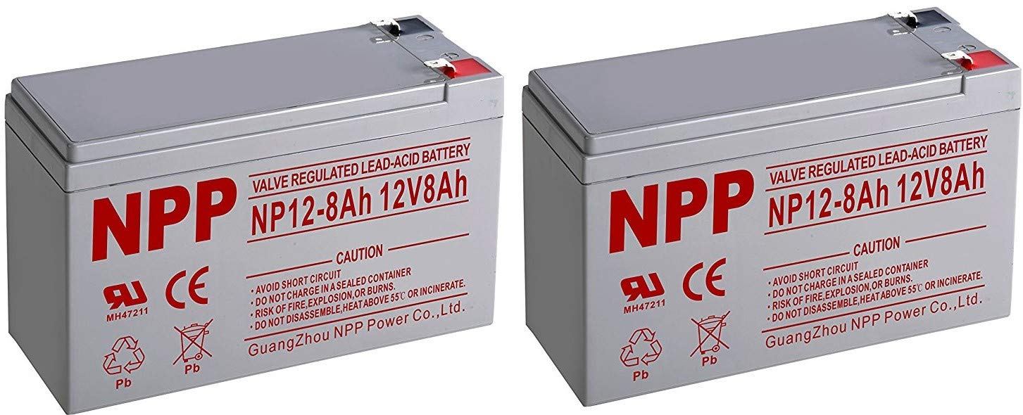 NPPower 12V 8Ah Rechargeable Sealed Lead Acid Home Alarm Security System Verizon Fios System Battery with F1 / (2pcs)