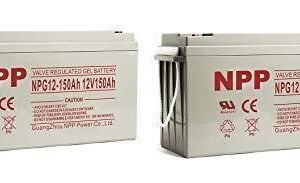 NPP NPG12-150Ah AGM Rechargeable Gel Deep Cycle 12V 150Ah Battery with Button Style Terminals (2 pcs)