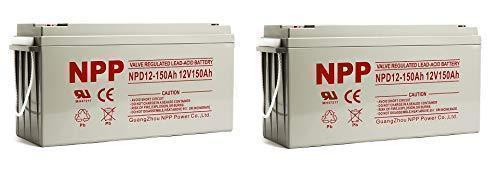 NPP NPD12-150Ah AGM Rechargeable Deep Cycle Sealed Lead Acid 12V 150Ah Battery with Button Style Terminals (2 Pack)