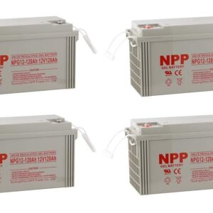 NPP NPG12-120Ah Rechargeable Gel Deep Cycle 12V 120Ah Battery Button Style Terminals (4 Pack)