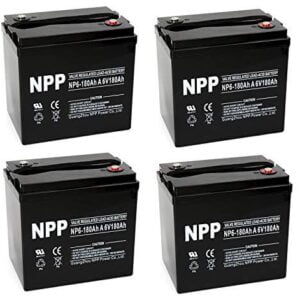 NPP NP6-180Ah 6V 180 Amp AGM Deep Cycle Camper Golf Cart RV Boat Solar Wind Battery (4 Pack)