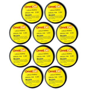 10x OmniCel ER32L100 3.6V 1.7Ah Sz 1/6D Lithium Battery Nickel Pin Backup