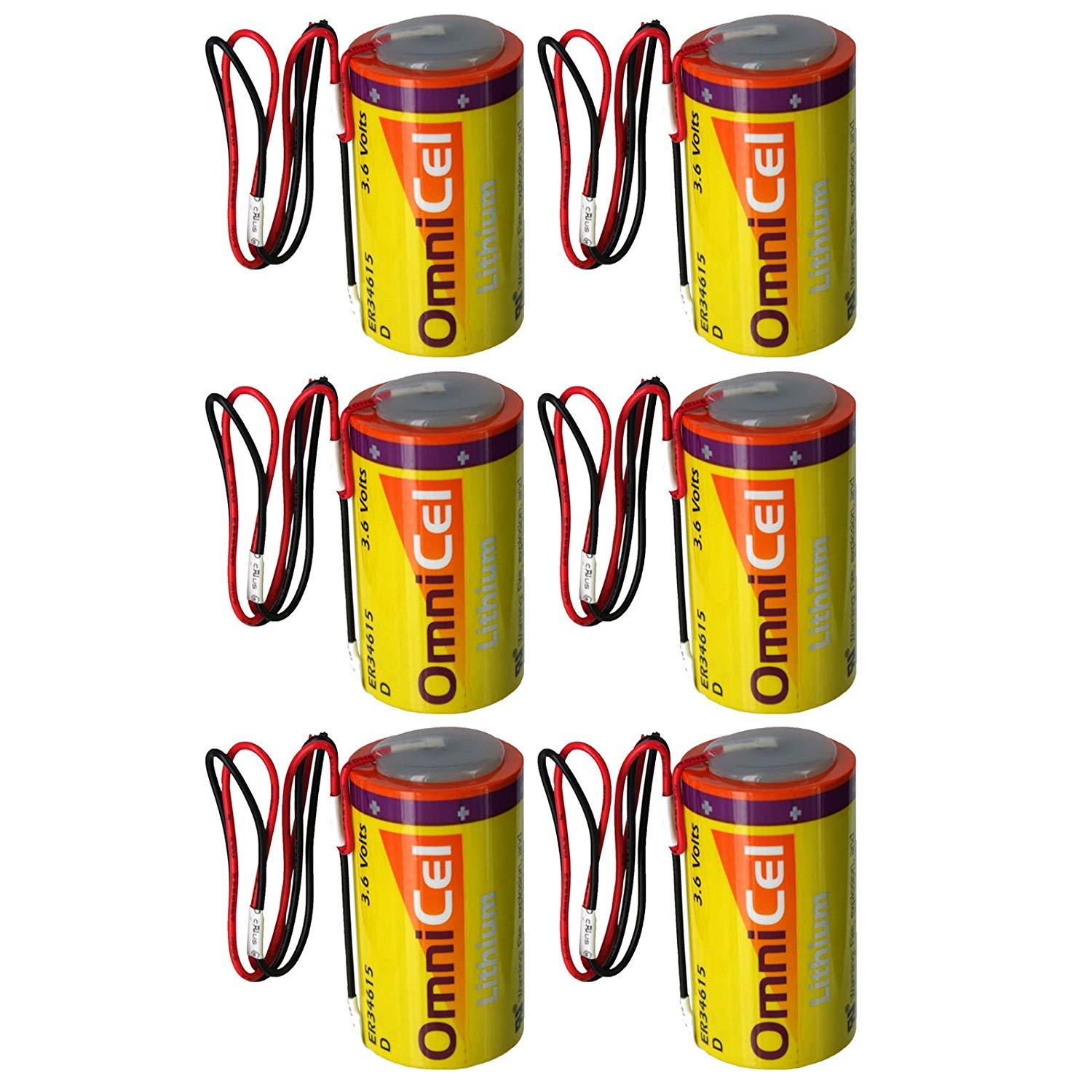 6X OmniCel ER34615 3.6V 19Ah Sz D Lithium Battery Wire Leads Military Medical
