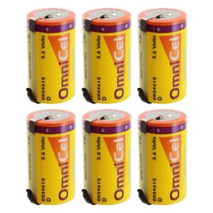 6X OmniCel ER34615 3.6V 19 Ah D High Energy Lithium Battery Tabs Medical