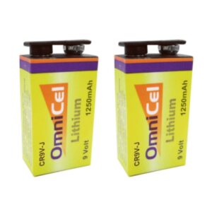 2pcs OmniCel CR9V-J 9V 1250mAh Lithium Battery w/Snap Connector