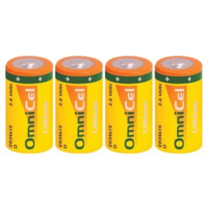 4x OmniCel ER34615 3.6 Volt 19Ah Sz D Lithium Button Top Battery Telematics