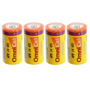 4x OmniCel ER17335 3.6V 2.1Ah 2/3A Lithium Button Top Battery Utility Telematics