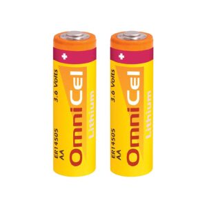 2x OmniCel ER14505 3.6V 2400mAh AA Lithium Button Top Battery Sensors Detectors
