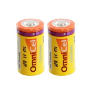 2x OmniCel ER17335 3.6V 2.1Ah 2/3A Lithium Button Top Battery Sensors Detectors