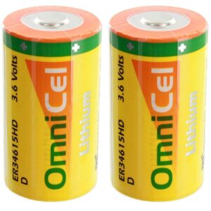 2x OmniCel ER34615HD/S High Drain Lithium Thionyl Chloride Battery AMR Backup