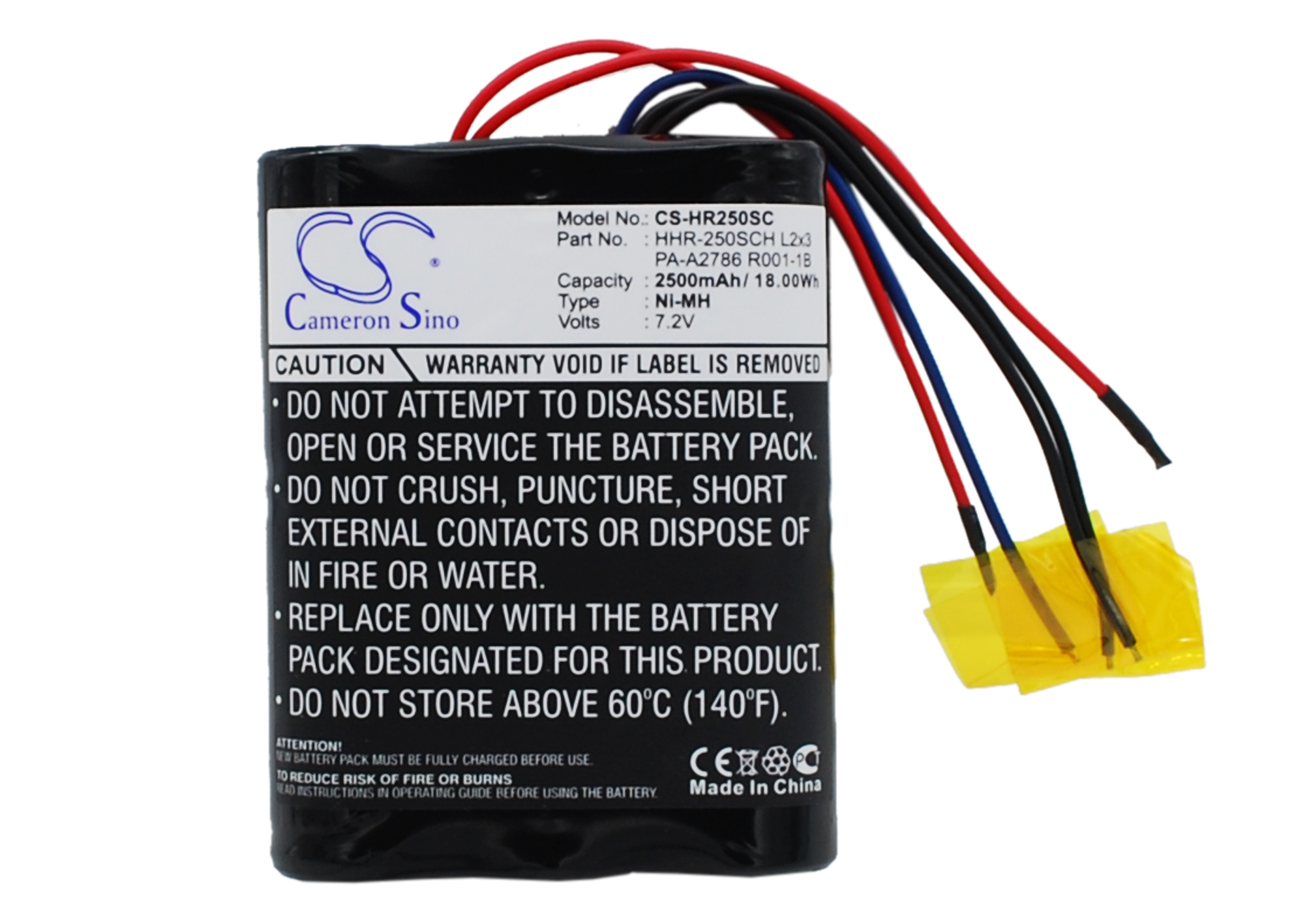 Panasonic HHR-250SCH L2x3 Replacement Battery 7.2V 2500mAh