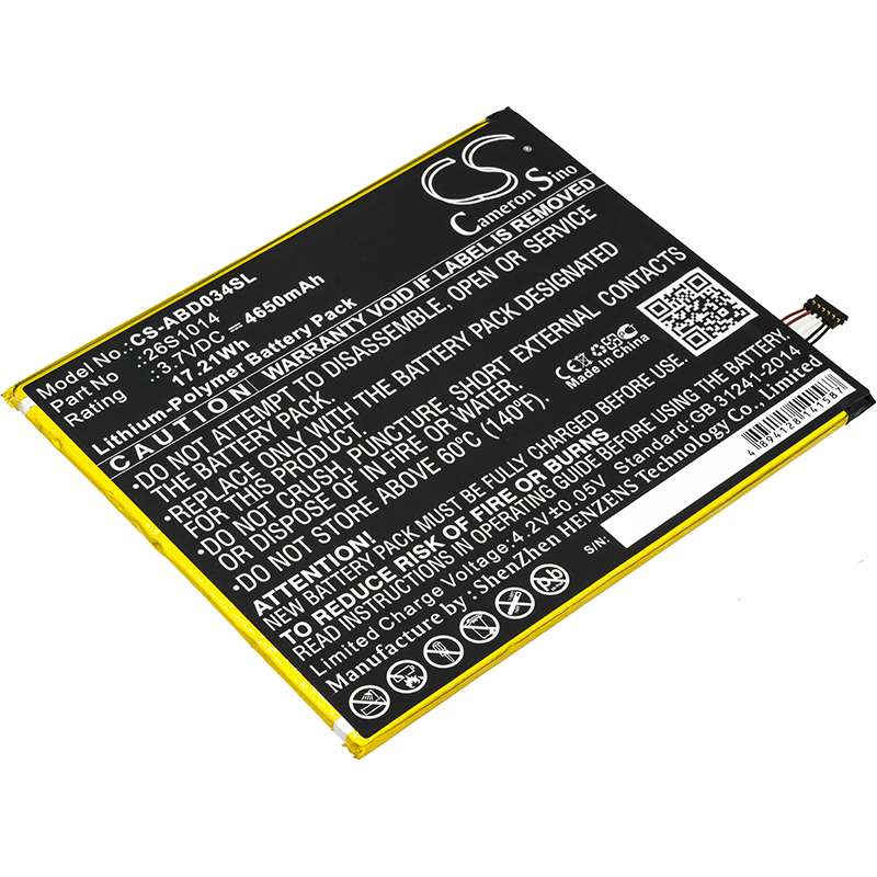 Amazon 26S1014 Tablet Replacement Battery 3.7V 4650mAh