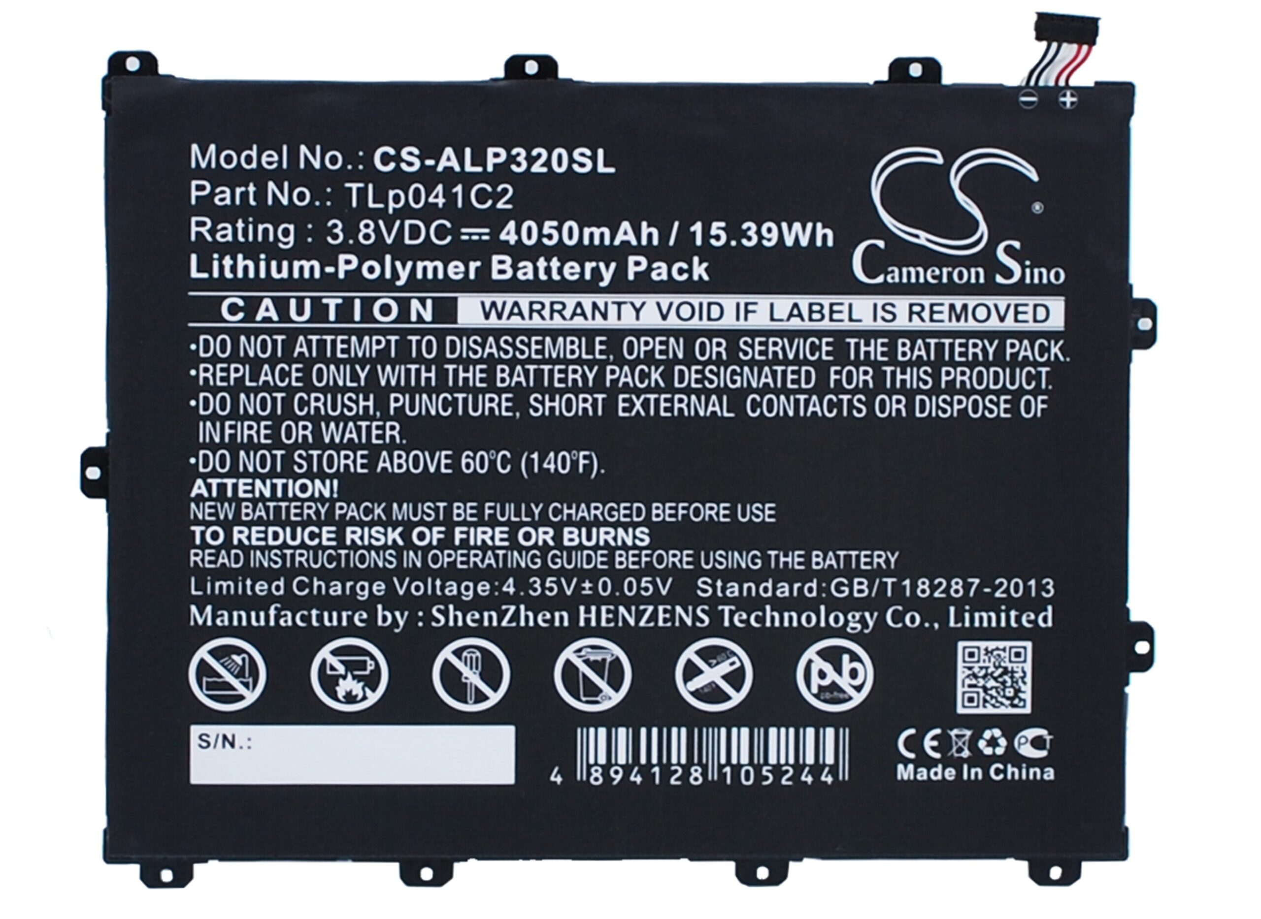 TLP041CC Alcatel Replacement Battery 3.8V 4050mAh