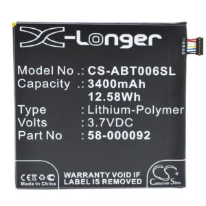 Amazon 26S1006 B00KC6I06S Tablet Replacement Battery 3400mAh