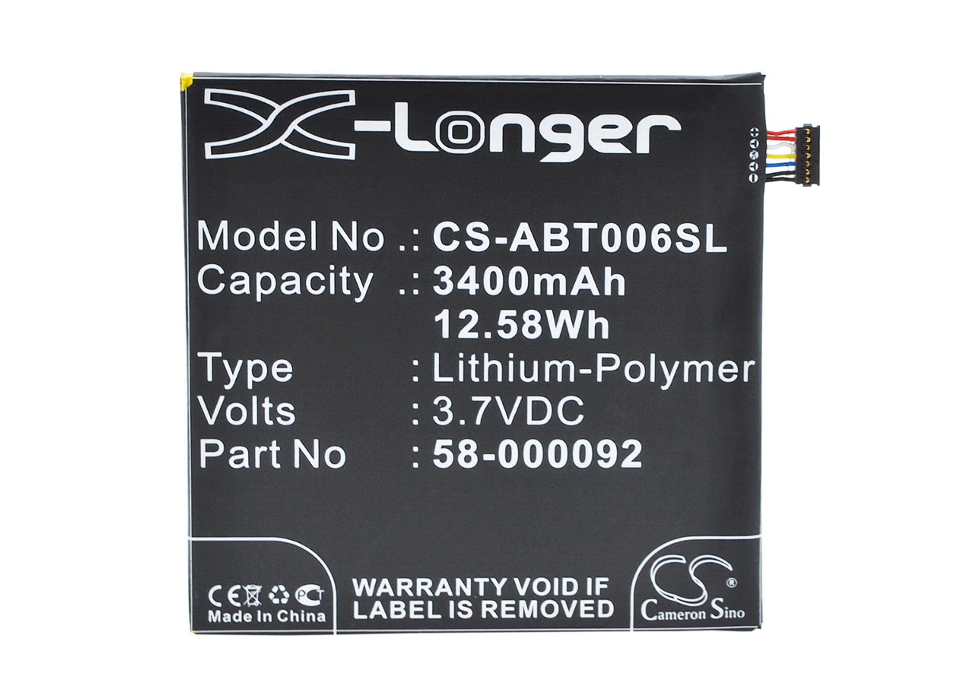 Amazon 26S1006 B00KC6I06S Tablet Replacement Battery 3400mAh