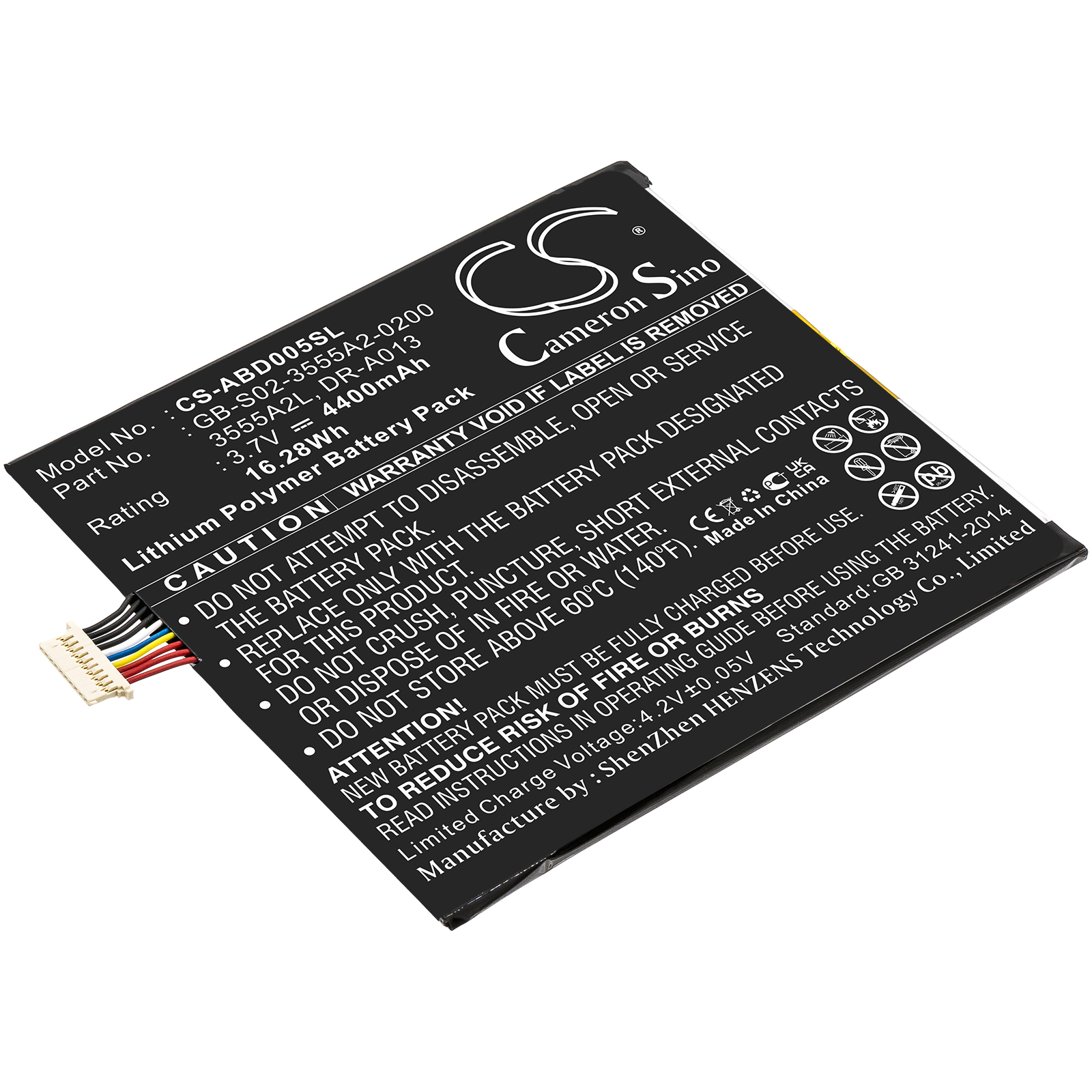 3.7V, Li-Polymer, 4400mAh, Tablet battery fits Amazon, 3555a2l, D01400, Kindle Fire, 16.28Wh