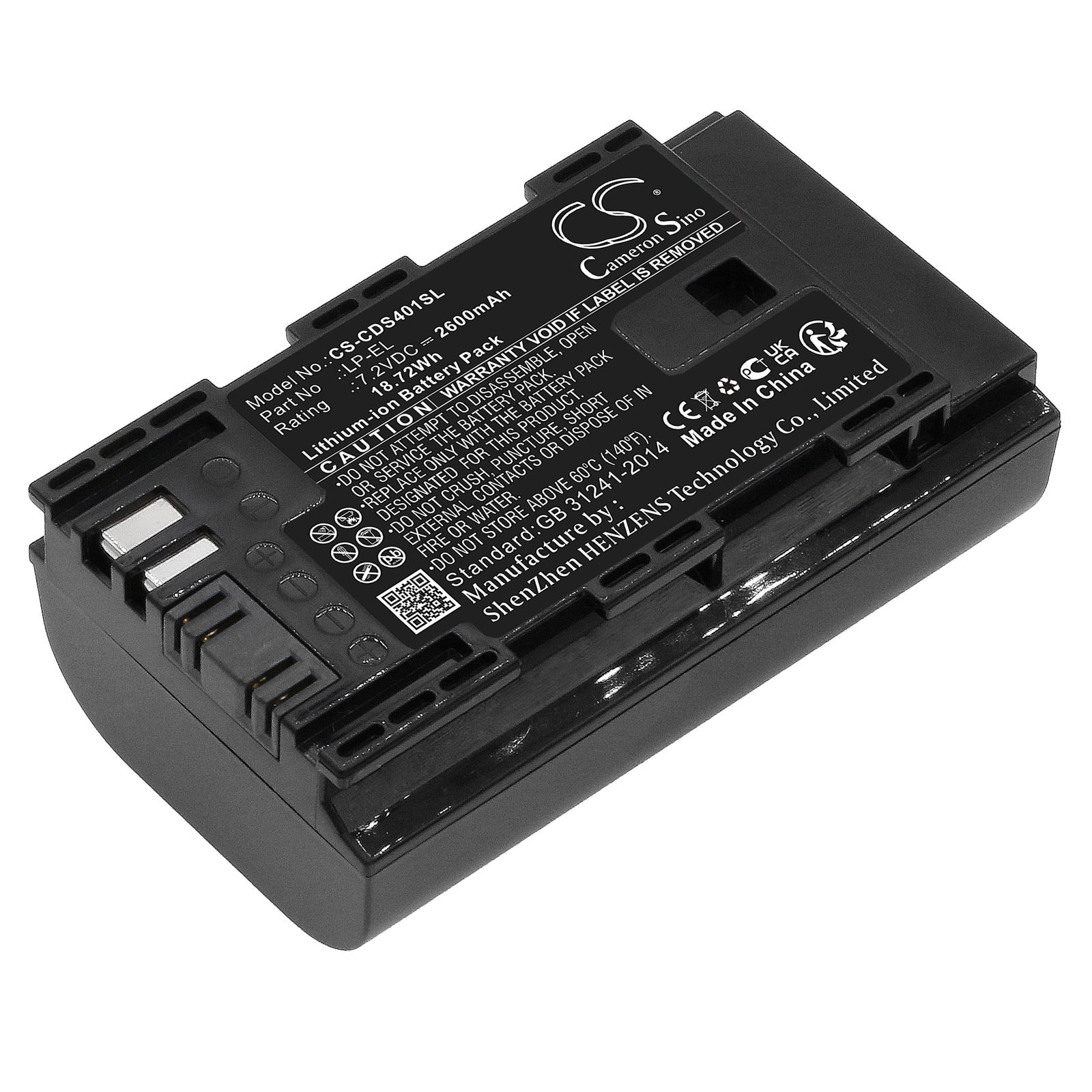 Canon DS401231 Speedlite EL‑1 Replacement Battery 2600mAh
