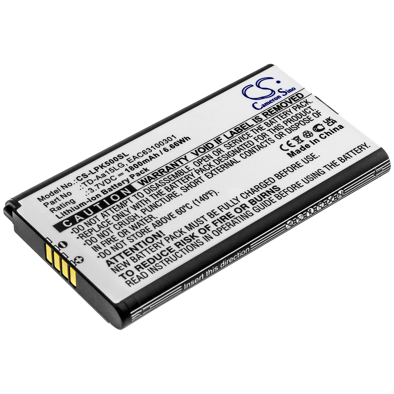 LG EAC63100301 Speaker Replacement Battery 1800mAh