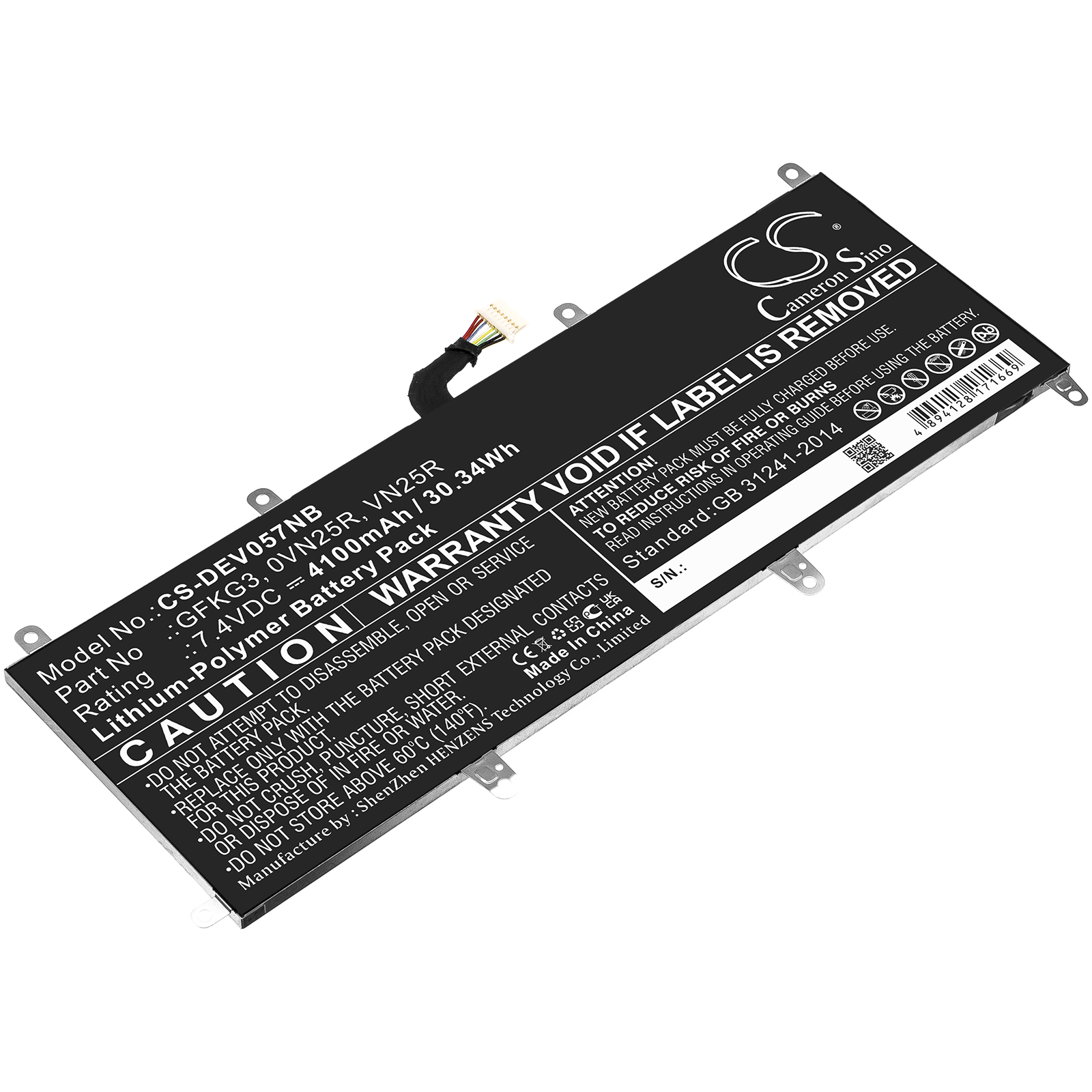 Dell Venue 10 Pro GFKG3 Replacement Battery 7.4V 4100mAh