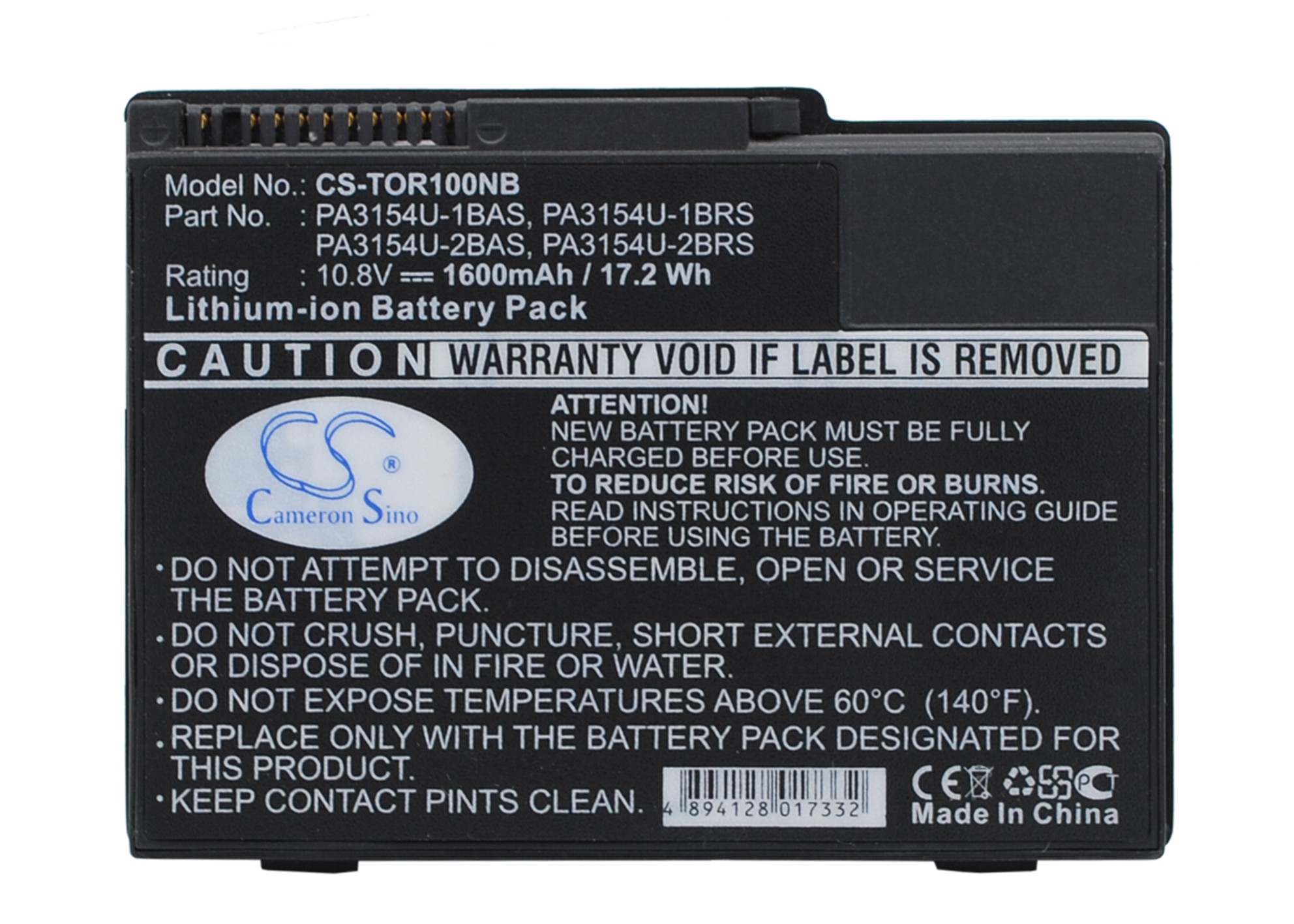 Toshiba Portege 2010 Replacement Battery PA3154U 10.8V