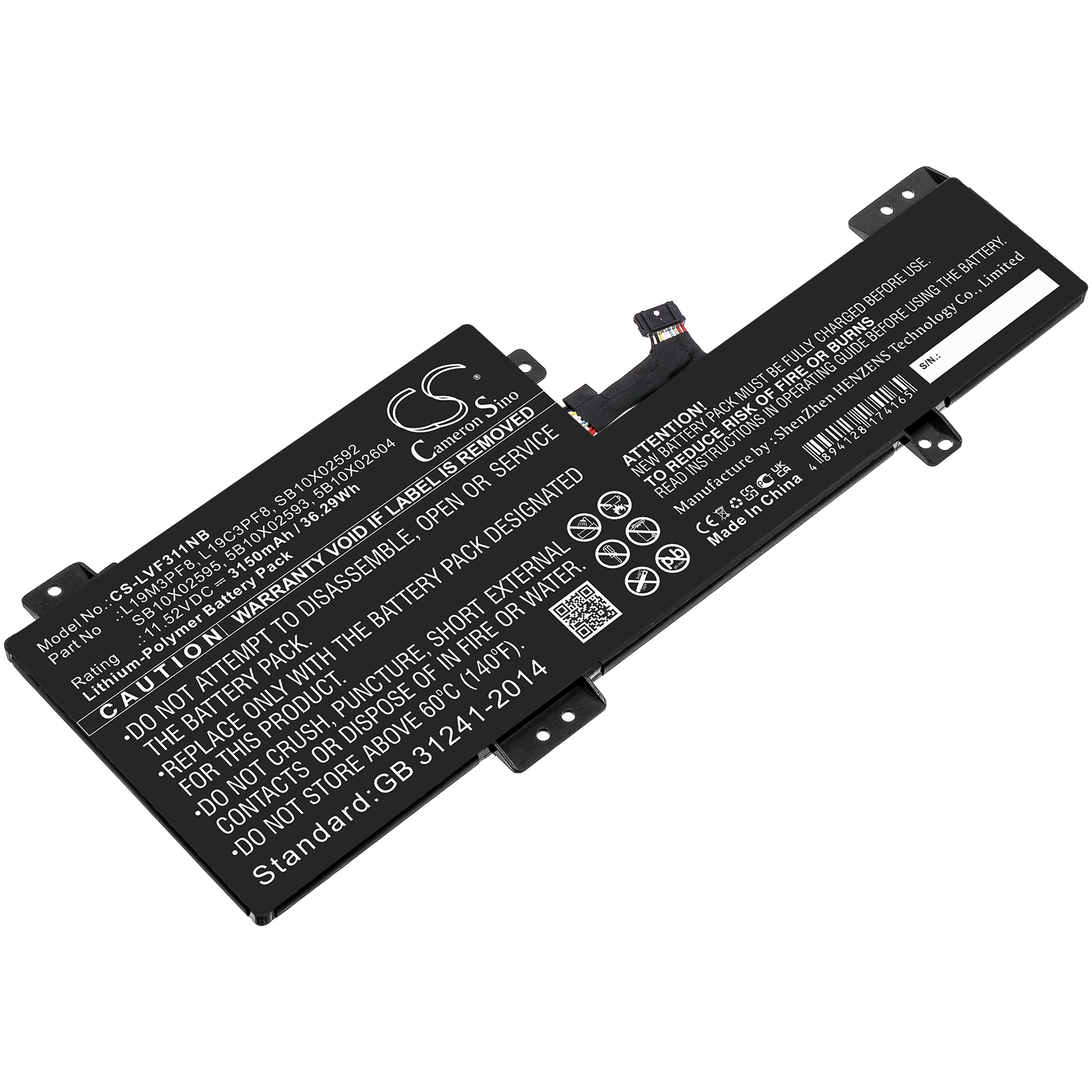 Lenovo IdeaPad Flex 3 11IGL05 Replacement Battery L19C3PF8 11.52V