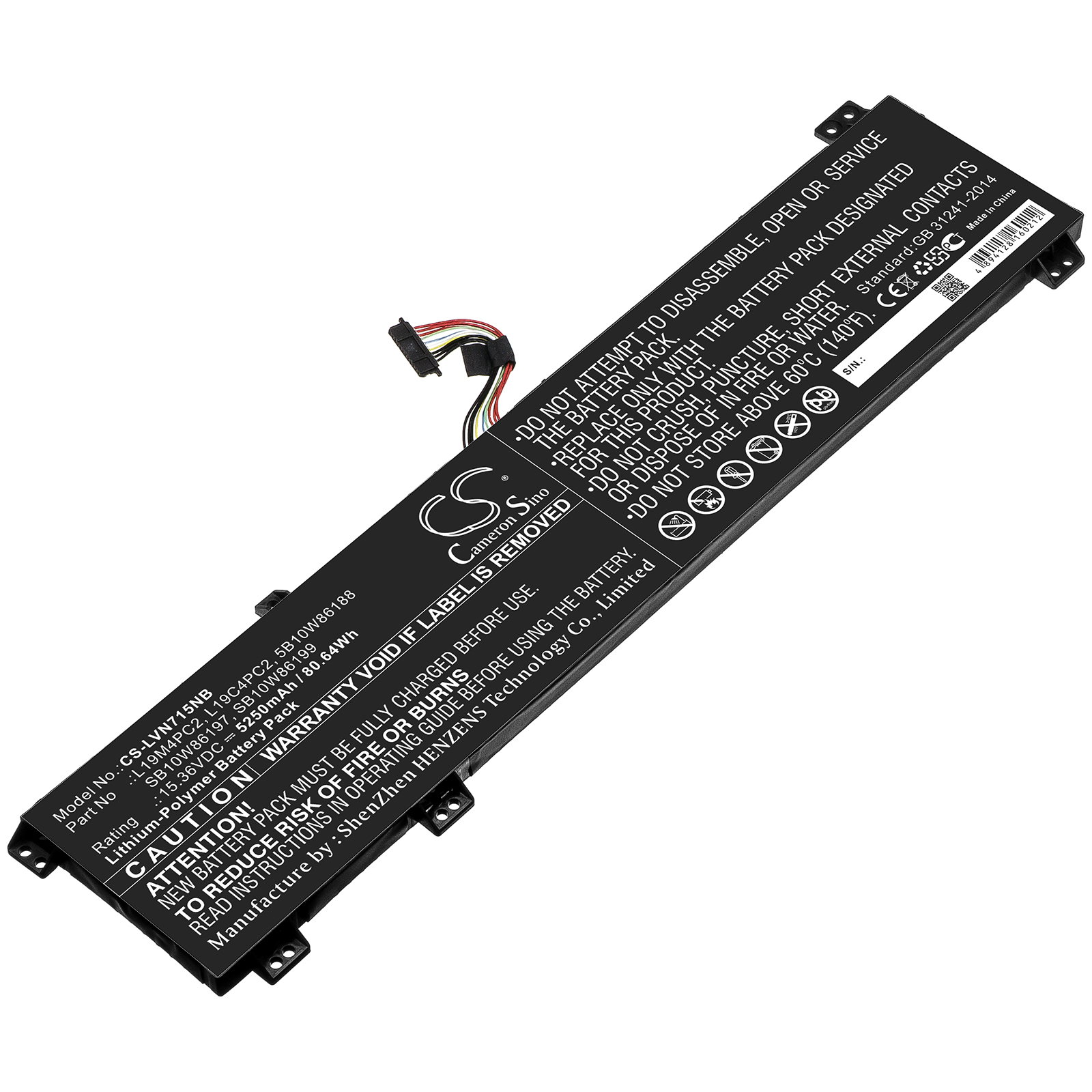 Lenovo Y9000K Compatible Battery 15.36V 5250mAh L19M4PC2