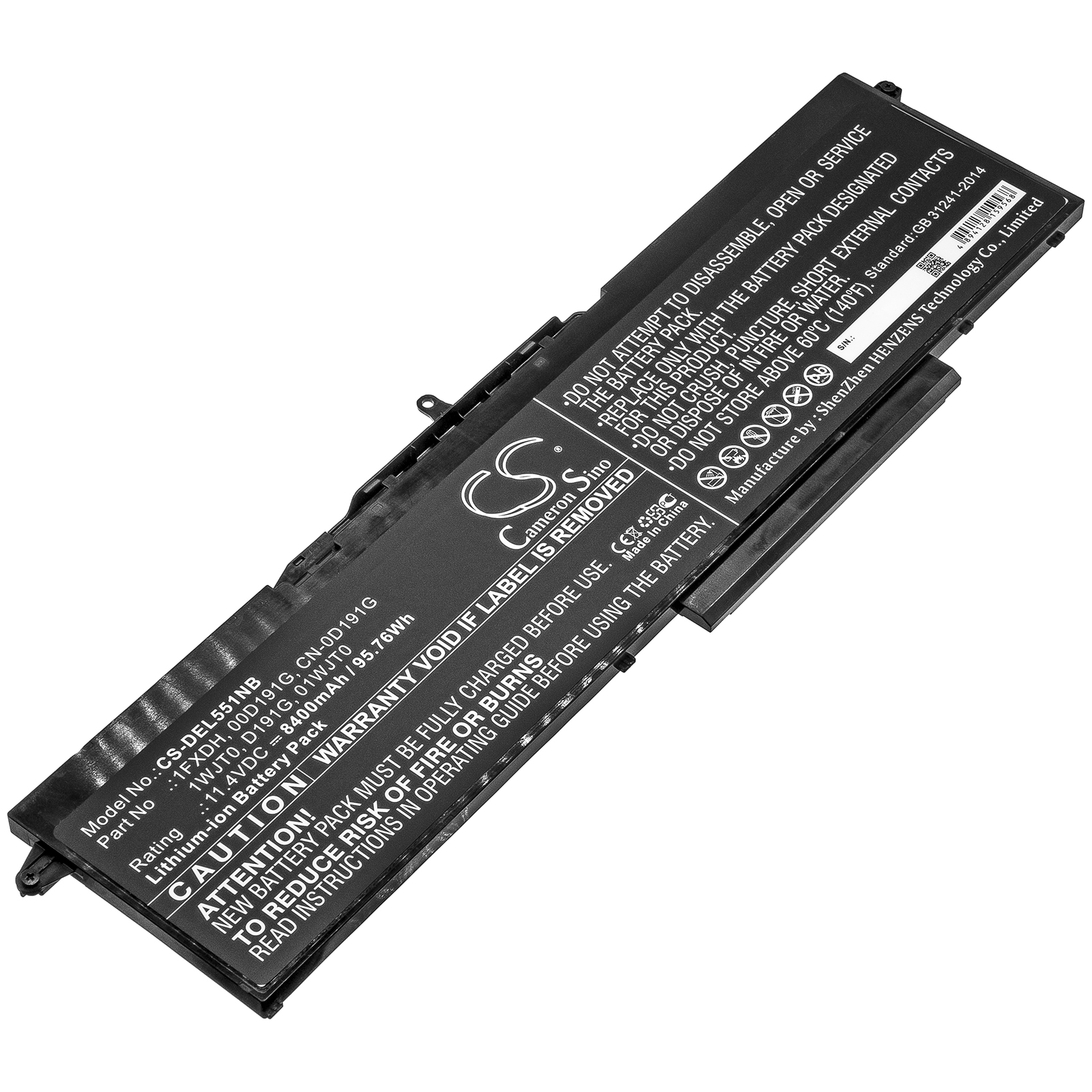 Dell Latitude 15 5501 Replacement Battery 11.4V 8400mAh