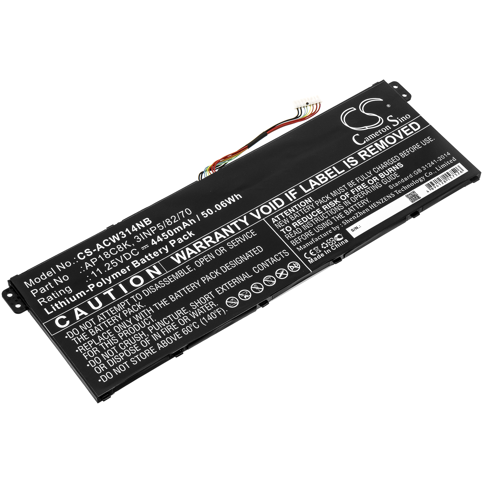 Acer 3INP5/82/70 Notebook/Laptop Replacement Battery 4450mAh