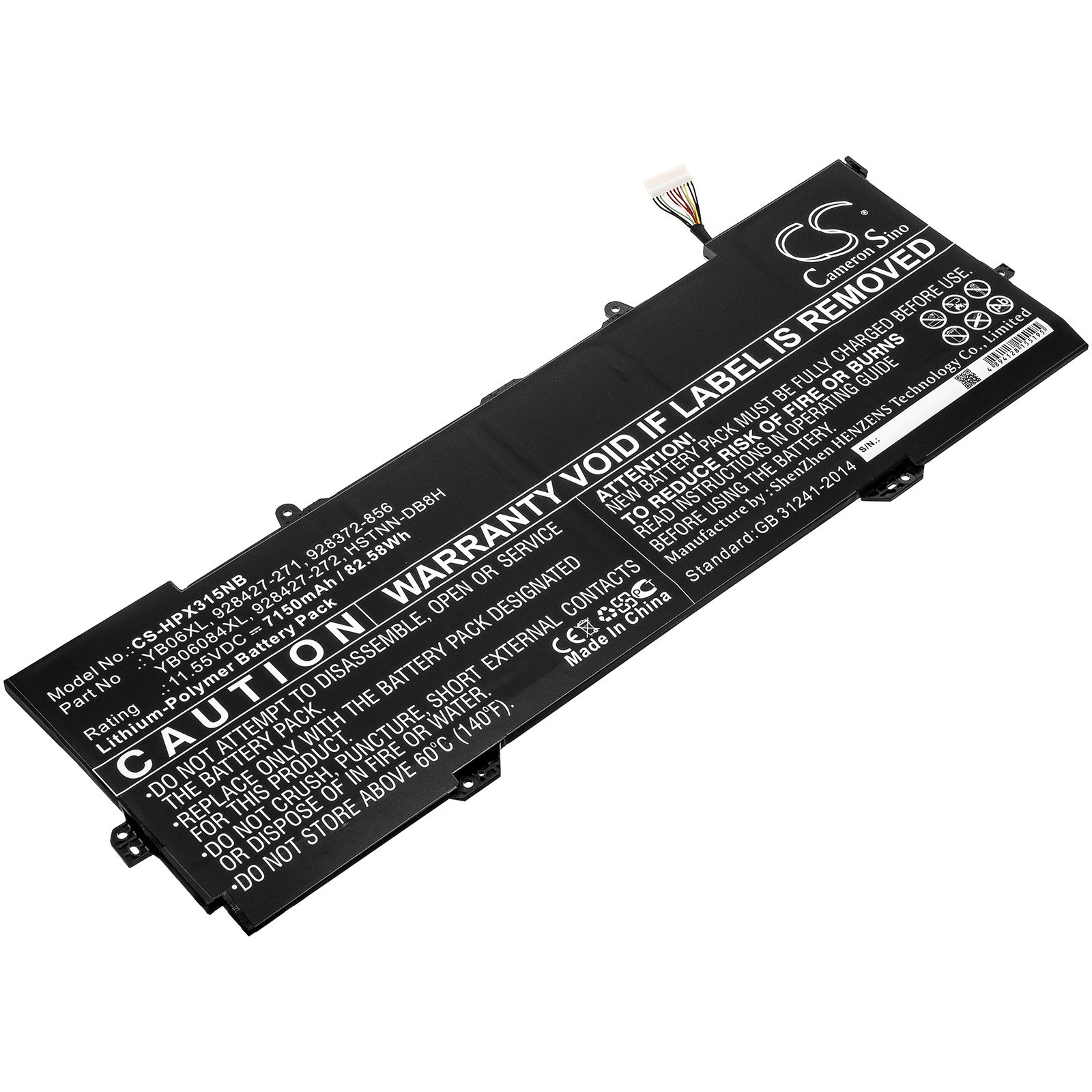 HP 928372-856, 928427-271, 928427-272, HSTNN-DB8H, YB06084XL, YB06XL CS-HPX315NB