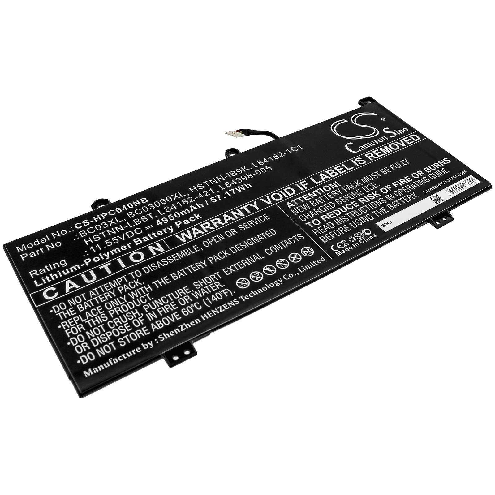 HP BC03XL Chromebook Replacement Battery 11.55V 4950mAh