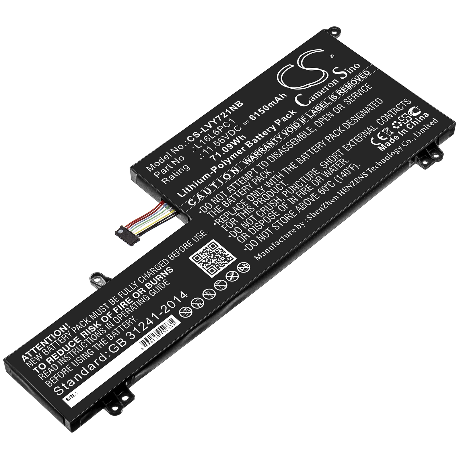 L16C6PC1 Lenovo Replacement Battery 11.56V 6150mAh
