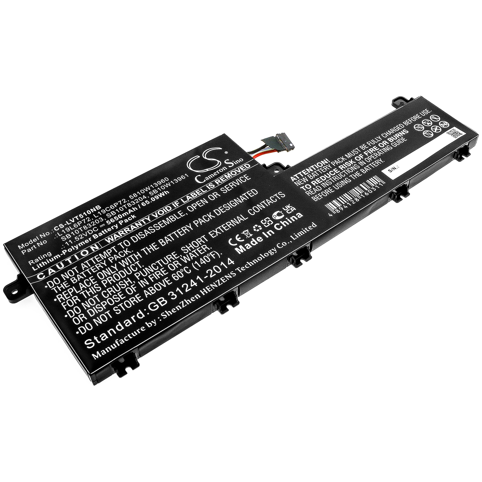 Lenovo ThinkPad T15p L19L6P72 Replacement Battery 11.52V