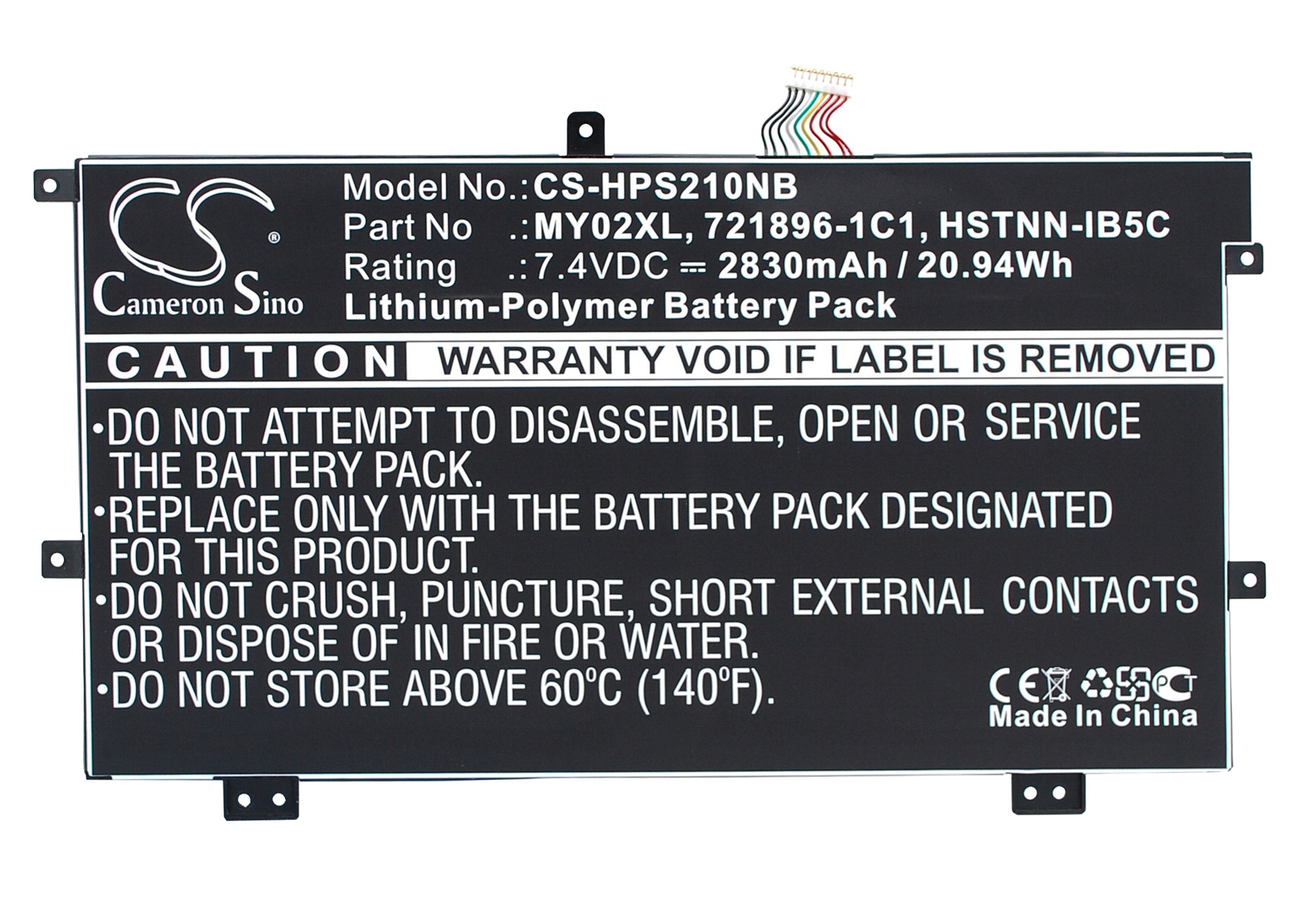 HP Slatebook x2 Replacement Battery MY02XL 7.4V 2830mAh