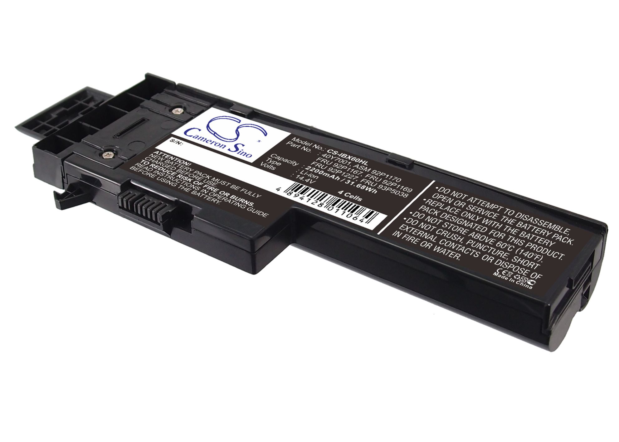 IBM ThinkPad X60 14.4V Replacement Battery 40Y7001 2200mAh
