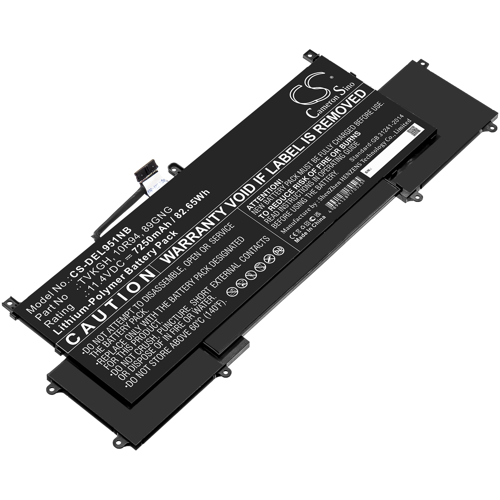 Dell Latitude 9510 2-in-1 Replacement Battery 11.4V 7250mAh