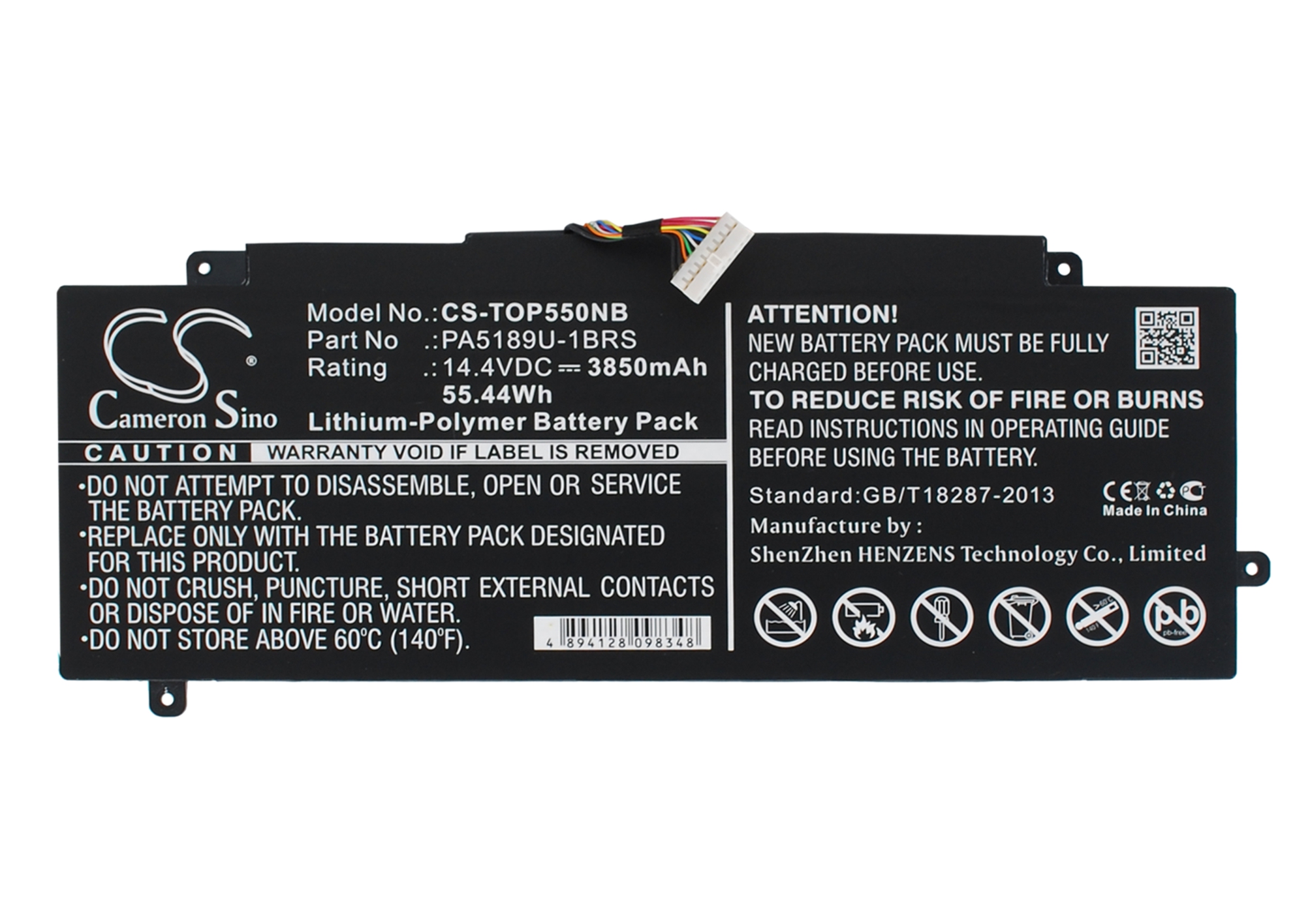 Toshiba Satellite P55W Replacement Battery 14.4V 3850mAh