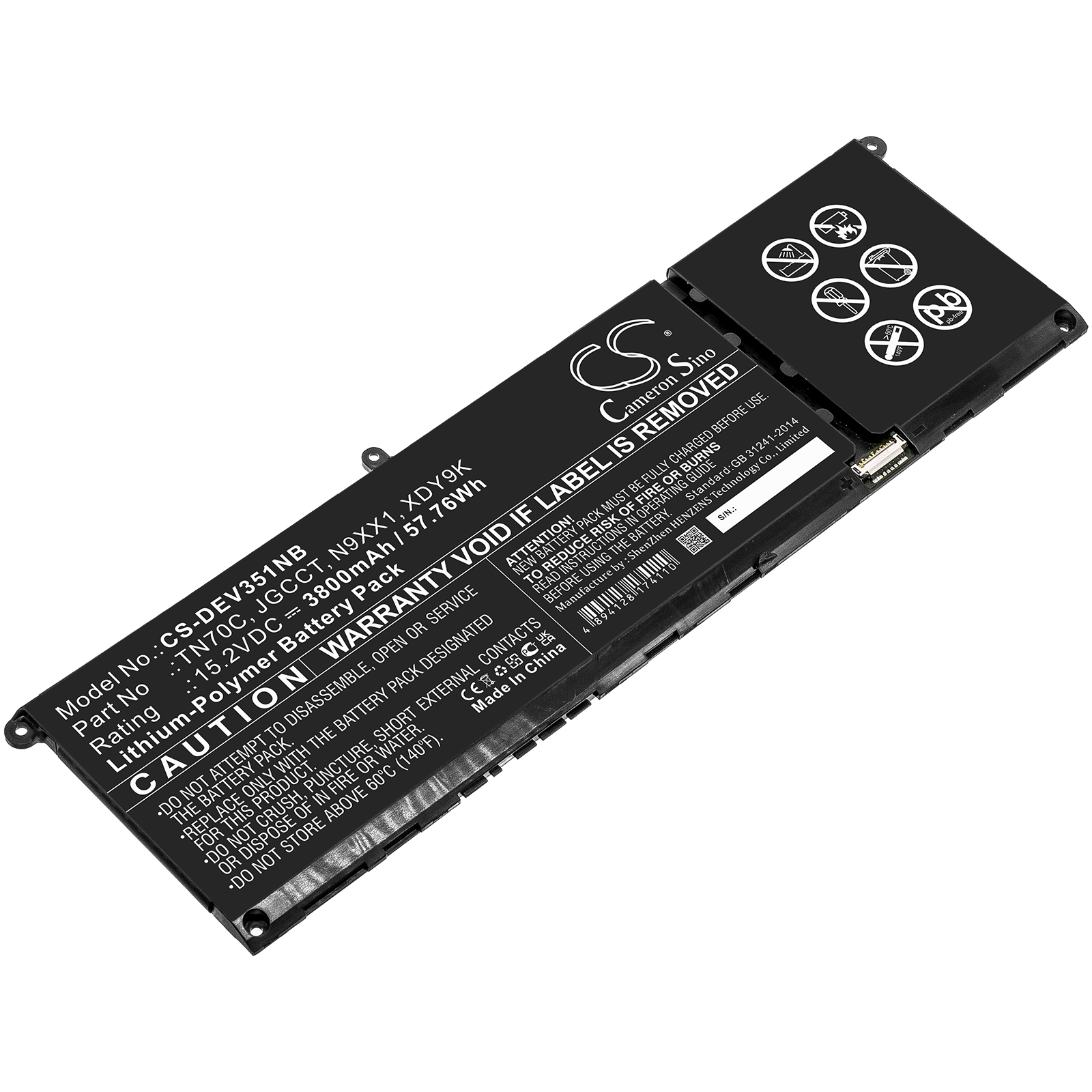 Dell Vostro 3510 15.2V Replacement Battery JGCCT 57.76Wh