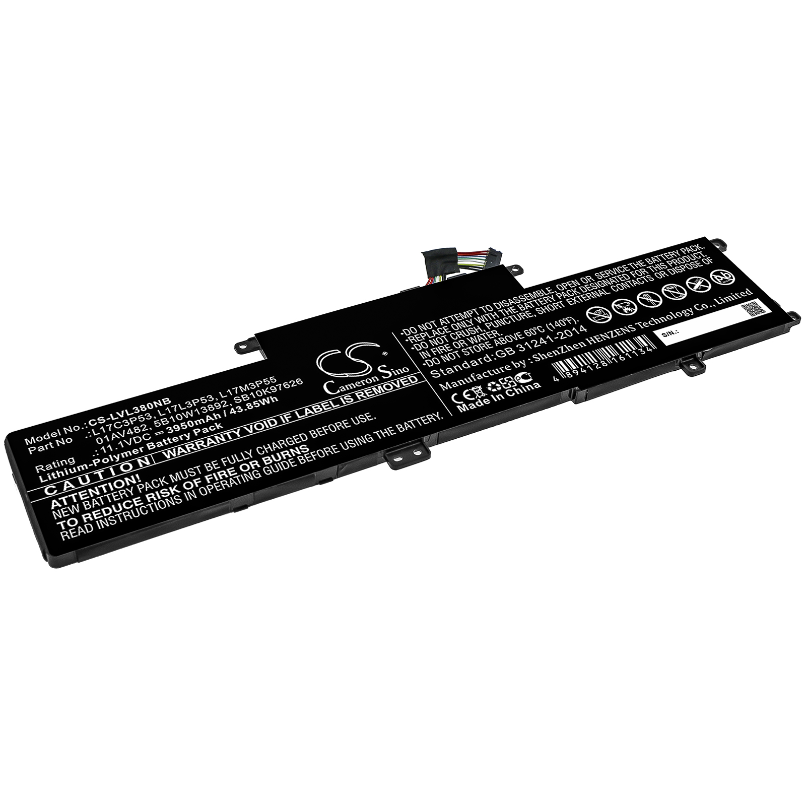 Lenovo Yoga L390 11.1V Replacement Battery 01AV482
