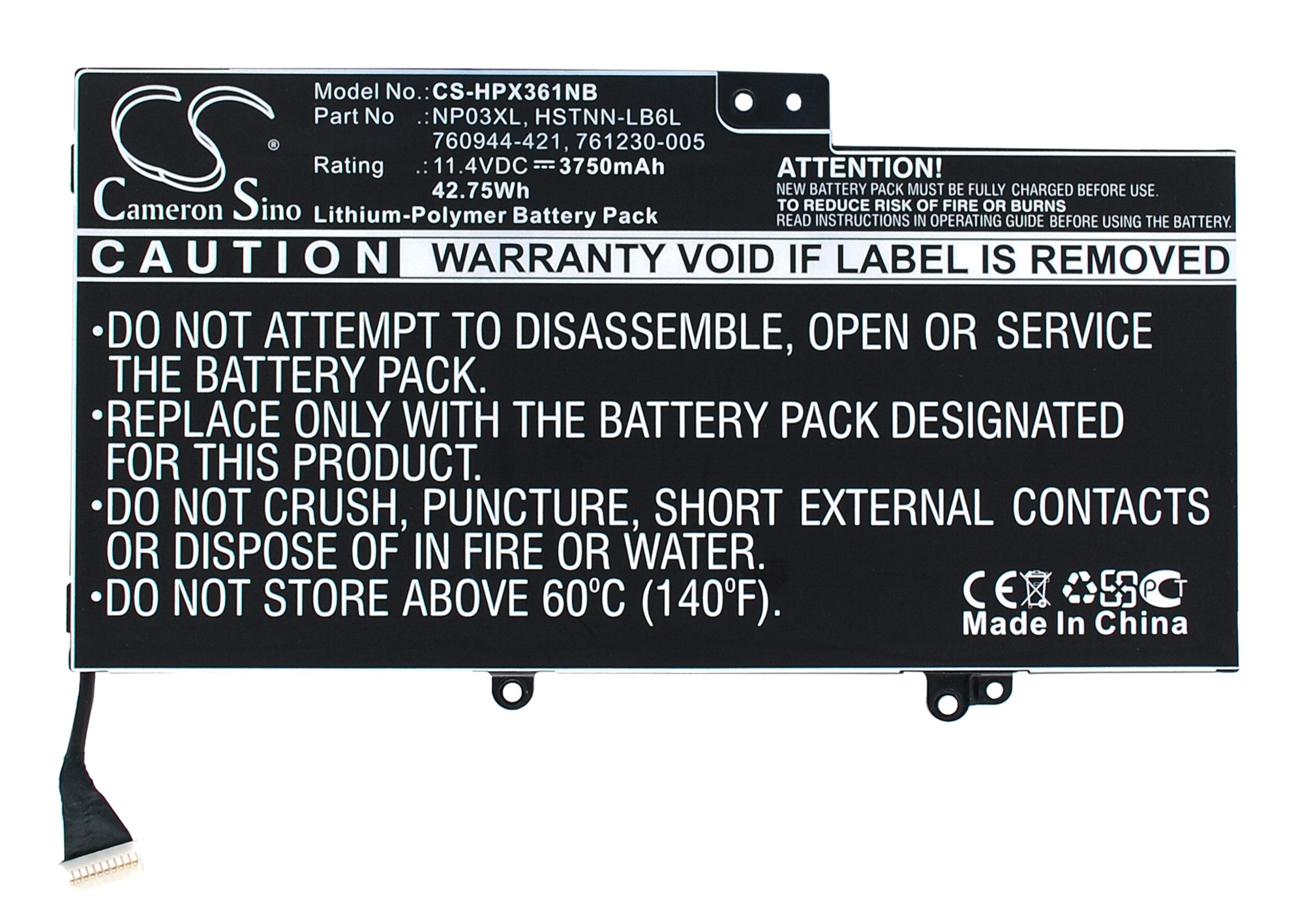 HP 760944-421 Pavilion Series Replacement Battery 11.4V 3750mAh