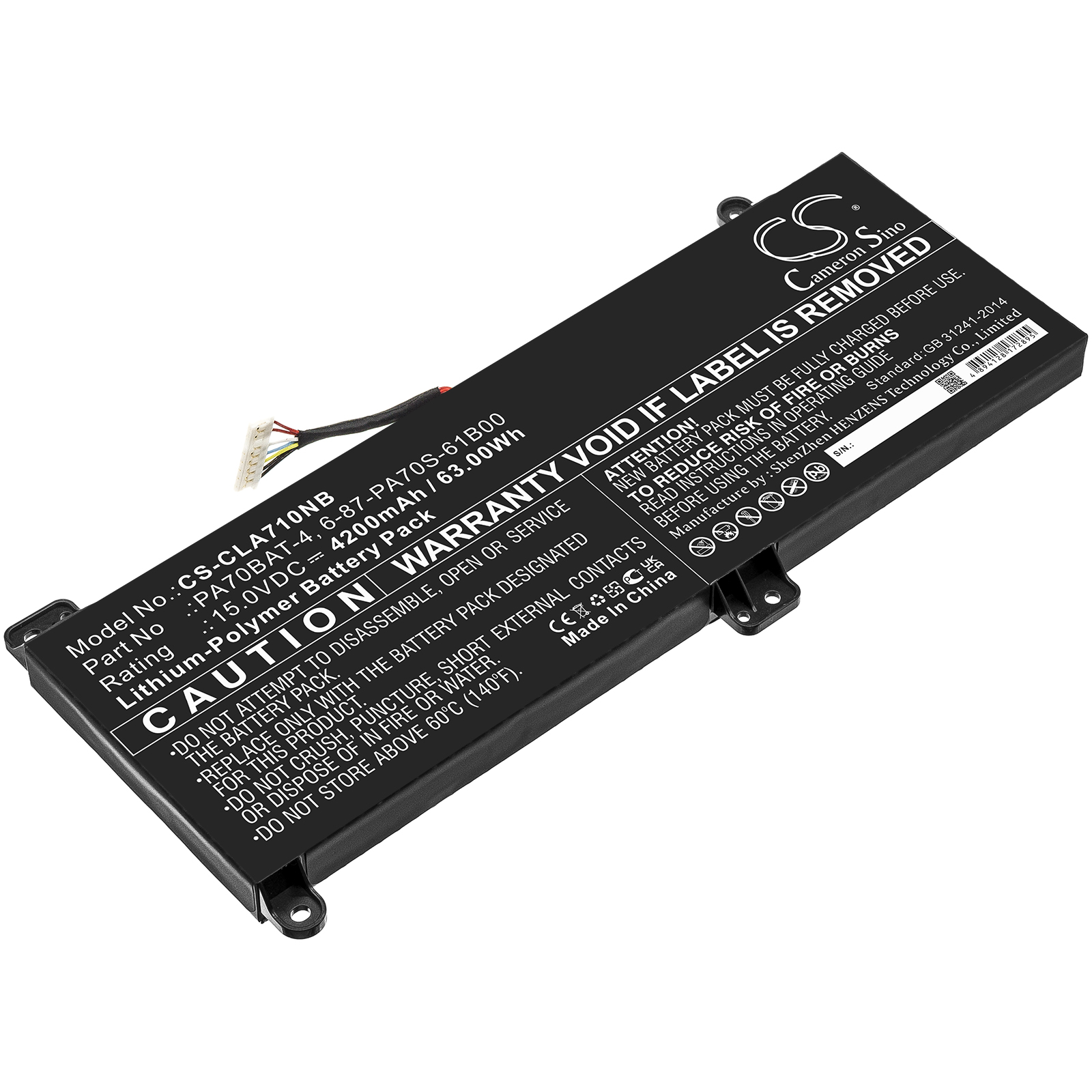 Clevo PA70HP6-G PA70HS-G Replacement Battery 4200mAh