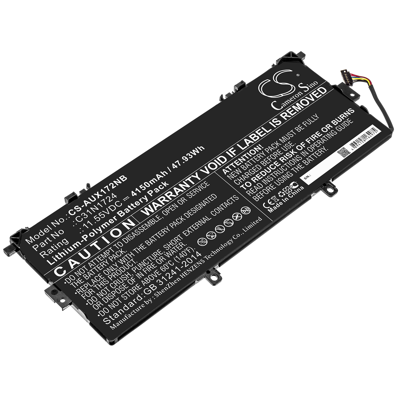 Asus U3100FAL Notebook/Laptop Replacement Battery 4150mAh