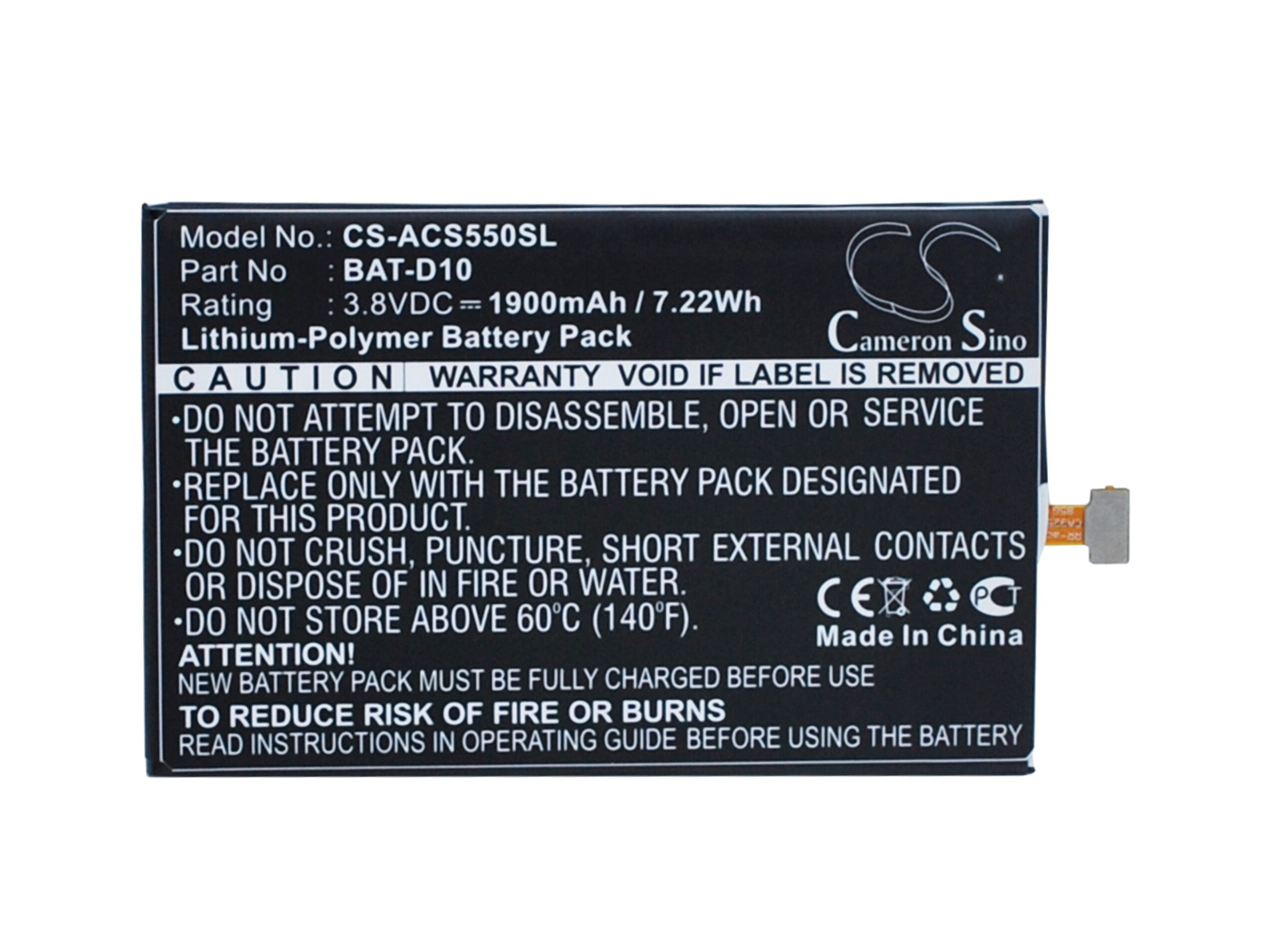 Acer Liquid Jade S Compatible Battery 3.8V 1900mAh BAT-D10