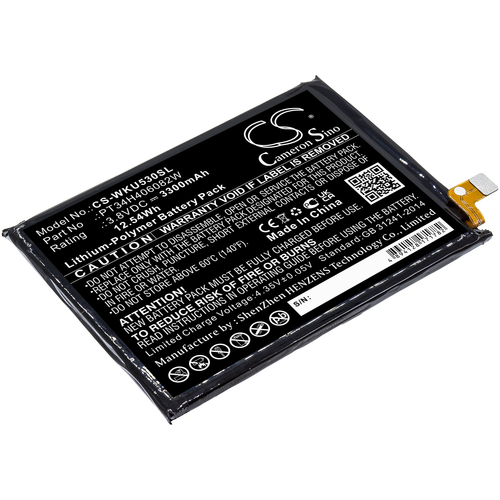Wiko RIDE 3 PT34H406082W Replacement Battery 3300mAh