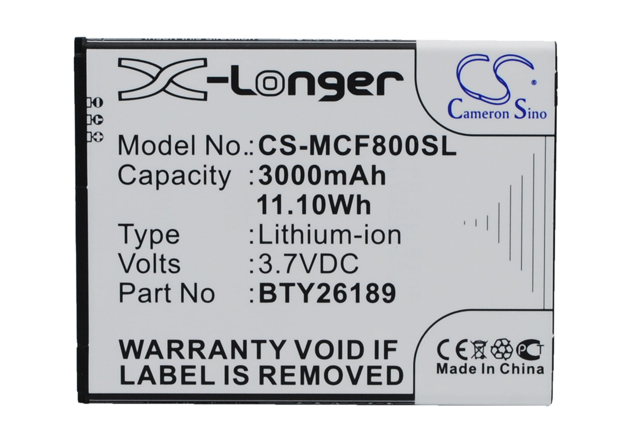 Mobistel Cynus F8 BTY26189 Replacement Battery 3.7V 3000mAh